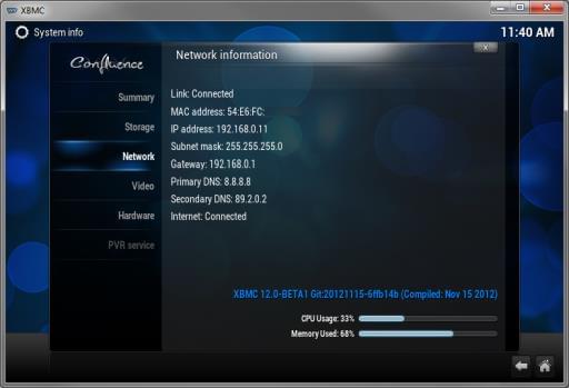 Kodi system info network mac address busy